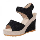 Shoes Women Sandals Summer Open Toe Fish Head Platform High Heels Wedge Female Mart Lion black 35 