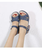 High Heels Sandals Women Summer Shoes Casual Heeled Square Heel 7.5cm Blue Red MartLion   