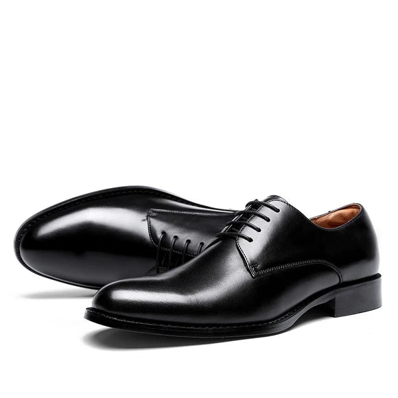  Men's Genuine Leather Shoes Dress Elegant Gentleman Oxford Simple British Style Wedding MartLion - Mart Lion