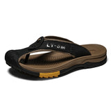 Summer Men's Slippers Flip Flops Brand Sandals Genuine Leather Home Mart Lion Black 6.5 CN