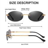 Retro Oval Sunglasses Rimless Man's Blue Mirror Gold Metal Glasses Round Frameless Women MartLion   