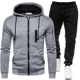 Men's Tracksuit Autumn Winter Sets Men's Zipper Hoodies Sweatpants 2 Piece Suit Hooded Casual Sets Clothes MartLion gray M 