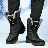 Brand Winter Men's Snow Boots Warm Plush Waterproof Leather Ankle Outdoor Non-slip Hiking Sneakers Mart Lion   