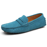 Men's Leather Loafers Casual Shoes Moccasins Slip On Flats Driving Mart Lion Sky blue 7.5 
