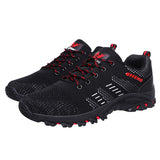 Men's Soft Outdoor Casual Shoes Summer Breathable Mesh Sneakers Black Hiking Footwear Trial Running Mart Lion Black 39 