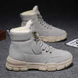 Men's Boots Waterproof Lace Up Military Winter Ankle Lightweight Shoes Winter Casual Non Slip Mart Lion Grey With Plush 6 