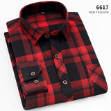 Fall Smart Casual Men's Flannel Plaid Shirt Brand Office Long Sleeve Shirt Clothes Mart Lion 6617 Asian XS Label 38 