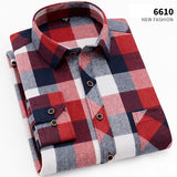 Fall Smart Casual Men's Flannel Plaid Shirt Brand Office Long Sleeve Shirt Clothes Mart Lion 6610 Asian S Label 39 