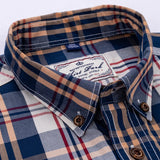 England Style Contrast Casual Checkered Shirts Button-down Soft Cotton  Long Sleeve Standard-fit Plaid Shirt MartLion   