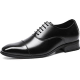 Men's Dress Shoes PU Leather 3.5CM Heel Elegant Suit Formal Oxfords Luxury Brand Mart Lion   