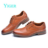 Men's Dress shoes Brogue shoes Cowhide Oxford Formal Lace up Casual Genuine Leather Bullock MartLion Brown Dress shoes 7 CHINA