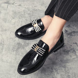 Shoes Men's Leather Handmade Soft Bow-knot Pointed Toe Shiny Surface Party MartLion   