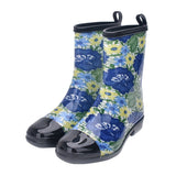 Women Boots Waterproof Ladies Ankle Floral Female Shoes Spring Autumn Rainboots Mart Lion 5.5 blue 