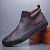 Men's Leather Casual Shoes Spring Simple Slip-on Leisure Flat Cool Loafers Mart Lion Auburn 38 