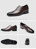 Men's Dress Shoes PU Leather 3.5CM Heel Elegant Suit Formal Oxfords Luxury Brand Mart Lion   