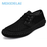 Summer Breathable Mesh Men's Casual Shoes For Handmade Lace-Up Loafers Mart Lion   