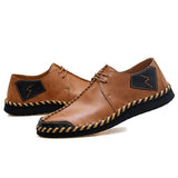 Men's Shoes Casual Split Leather Lace Up Flats Mart Lion   