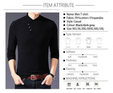 Spring Slim Fit T Shirt Men's Cotton Long Sleeve Irregular Collar Solid Color Clothes Mart Lion   