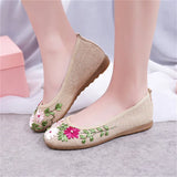 Women Flower Flats Slip On Cotton Fabric Casual Shoes Round Toe Flat MartLion   