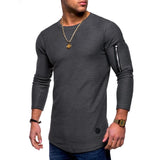 T-shirt men's spring summer top long-sleeved cotton bodybuilding folding Mart Lion   