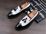 Men's Crocodile Grain Leather Lace-Up Casual Shoes Tassel Loafers Moccasins Vintage Carved Brogue Mart Lion   