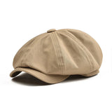 Newsboy Cap Men's Twill Cotton 8 Panel Hat Casual Baker Boy Caps Gatsby Hat Retro Hats Boina Beret MartLion Khaki 57cm 
