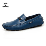 Men's Loafers Real Leather Shoes Boat Shoes Casual Leather Flat MartLion Blue 6.5 