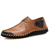 Men's Shoes Casual Split Leather Lace Up Flats Mart Lion   