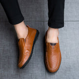 Men's Light Casual Shoes Luxury Brand Genuine Leather Loafers Moccasins Breathable Slip On Boat Mart Lion   