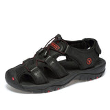 Genuine Leather Men's Shoes Summer Sandals Slippers Mart Lion black 7239 6.5 