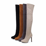 Stretch Fabric High Heels Over The Knee Boots Women Thigh High Ladies Platform Shoes Spring Autumn Long MartLion   