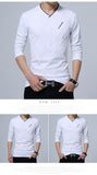  Men's Casual T-shirt Slim Long Sleeve V Neck Fitness Tops Homme Boyfriend Gift Harajuku Streetwear Mart Lion - Mart Lion