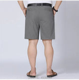 Men Shorts Middle Aged Cotton Thin Straight Casual Father Khaki Grey Black White Male Summer MartLion   