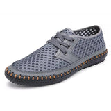 Summer Breathable Mesh Men's Casual Shoes For Handmade Lace-Up Loafers Mart Lion gray 6.5 