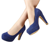 woman Pumps autumn thick heel shoes high-heeled the trend of ultra high heels MartLion Blue 34 