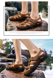 Summer Men's Shoes Outdoor Casual Sandals Genuine Leather Non-slip Sneakers Beach Mart Lion   