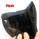 Women's Mother Female Ladies Leather Shoes Boots Botas Knee High Zipper Winter Warm Plush Mid Calf MartLion
