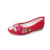 Women Flower Flats Slip On Cotton Fabric Casual Shoes Round Toe Flat MartLion   