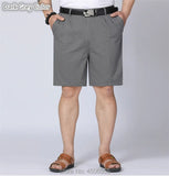 Men Shorts Middle Aged Cotton Thin Straight Casual Father Khaki Grey Black White Male Summer MartLion   