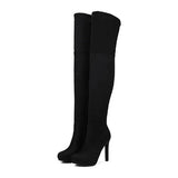 Stretch Fabric High Heels Over The Knee Boots Women Thigh High Ladies Platform Shoes Spring Autumn Long MartLion black 4 