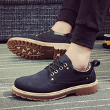 Leisure Leather Shoes Men's Classic Ankle Work Lace Up Brown Youth Casual Leather Tooling Mart Lion   