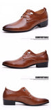 Men's Formal Dress Shoes Oxford Men PU Leather Lace-Up Pointed Toe British Style Brown Black MartLion   