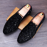 Movechain Arrive Men's Genuine Leather Loafers Casual Shoes Rhinestone Driving Flats Dress Wedding Mart Lion   