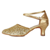 modern Ballroom Salsa tango dance shoes girls women's ballroom MartLion Gold-5    5cm 36 