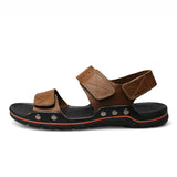 Summer Men's Casual Genuine Leather Sandals Flat Beach Hombre Cuero Open Shoes Homme Non Slip MartLion   