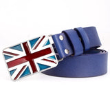 British Flag Pattern Belts Genuine Leather Metal Buckle Union Jack Jeans Waistband Trousers MartLion   