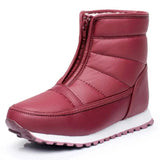 Winter Boots Woman Slip On Female Plush Velvet Fur Warm Winter Shoes Ankle Snowboots Lady Warm Short Snow MartLion Wine Red 5 