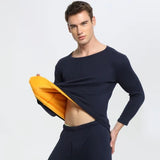 Men's Thermal Underwear Winter Women Long Johns Fleece Base Layer Sets keep Warm in cold Weather MartLion Navy blue L 