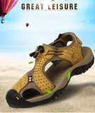 Vancat Genuine Leather Men's Sandals Summer Beach Outdoor Casual Sneakers shoes Mart Lion   