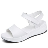 Genuine Leather Women sandals shoes Platform ladies white Sneakers summer open toe High Heel footwear MartLion   